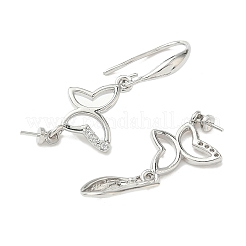 Серьги-крючки с бабочкой из латуни с микропаве из прозрачного кубического циркония&nbsp;KK-D386-17P