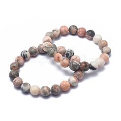 Bracelets extensibles en perles de jaspe zèbre naturelles&nbsp;BJEW-K212-A-035