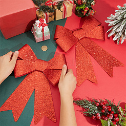 Рождественский ПВХ блестящий бант&nbsp;AJEW-SP0003-72B-01