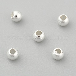 Perles d'espacement rondes en laiton plaquées sur crémaillère&nbsp;KK-I601-3mm-S-RS