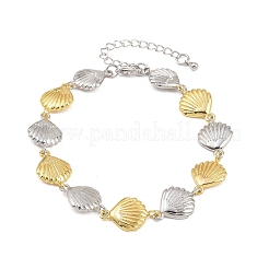 Браслеты-цепочки из латуни в форме ракушек для женщин&nbsp;BJEW-K248-07C-GP
