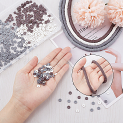 8 нить 4 цвета плоские круглые бусины ручной работы из полимерной глины&nbsp;CLAY-PH0001-77