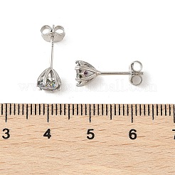925 orecchini a bottone in argento sterling con moissanite e strass&nbsp;EJEW-U042-05P-03