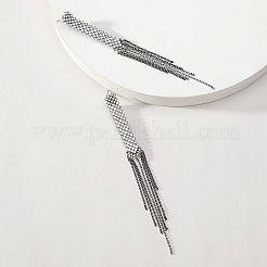 クロス合金ラインストーンチェーンタッセルスタッドピアス  ガンメタ色  125x11mm&nbsp;WGF2F09-02