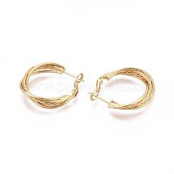 Серьги-кольца из латуни EJEW-T047-99G