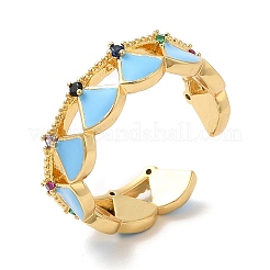 Открытая манжета с эмалированной веерной оберткой и фианитами&nbsp;RJEW-M148-01G