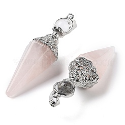Pendentifs coniques à facettes en quartz rose naturel de grande taille&nbsp;G-P552-04P-01