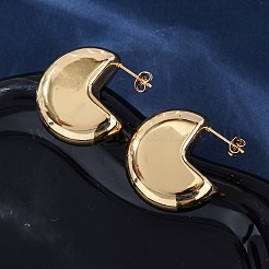 Плоские круглые серьги-гвоздики из нержавеющей стали 304 EJEW-A125-16G