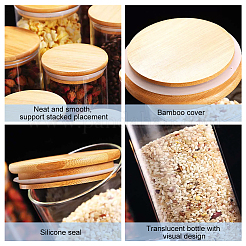 Pot de stockage en verre avec couvercle en bambou à ventouse&nbsp;CON-WH0089-45