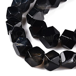 Нити бусин из натурального черного агата G-T138-39