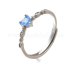 925 регулируемые кольца из стерлингового серебра с родиевым покрытием и кубическим цирконием RJEW-D300-05P-03