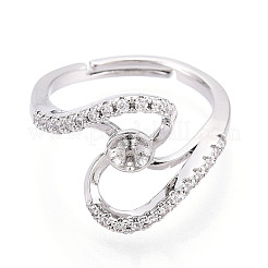 Латунные микро-паве прозрачные кубические цирконии регулируемые настройки колец KK-T076-62P