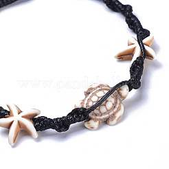 Регулируемые браслеты из плетеных бусин из синтетической бирюзы (окрашенной) BJEW-JB04269-02