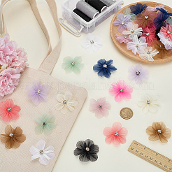 40 шт. 10 стиля цветочные плиссированные полиэстеровые стразы украшения аксессуары&nbsp;DIY-FG0008-37