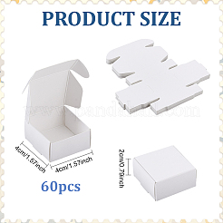 折りたたみ式スクエアペーパー収納ギフトボックス60個  紙包装ケース  ホワイト  4x4x2cm&nbsp;CON-PH0003-63B
