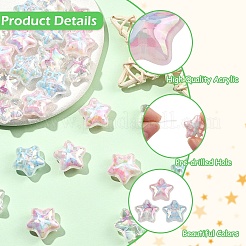 30 шт. 3-цветные прозрачные акриловые бусины с УФ-покрытием&nbsp;PACR-YW0001-59