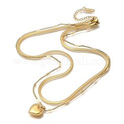 Двухслойные ожерелья из нержавеющей стали 304 в форме сердца для женщин NJEW-H046-04G