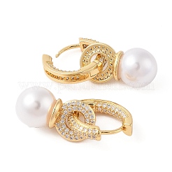 Серьги-кольца из латуни с микропаве из прозрачного кубического циркония для женщин EJEW-G394-11G