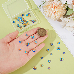 真鍮エナメルビーズキャップ48種類8個  花  ゴールドカラー  ブルー  5.8~8x2~3mm  穴：0.9~1.5mm  6個/スタイル&nbsp;KK-PH0014-51