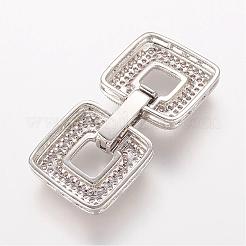 Латунные микро проложить кубического циркония раз за застежками ZIRC-J016-10P
