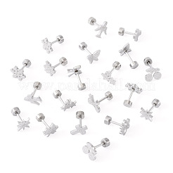 10 пара сережек-гвоздиков из нержавеющей стали 304 в 10 стилях&nbsp;EJEW-TA0008-61