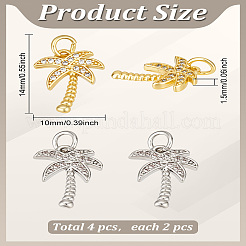 4 шт. 2 цвета латунные подвески с микропаве и кубическим цирконием&nbsp;ZIRC-LP0001-57