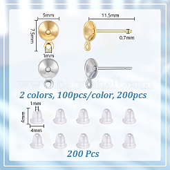 200 pièce de boucles d'oreilles à tige en acier inoxydable 304&nbsp;STAS-UN0062-35
