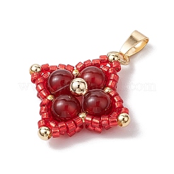 Подвески из натурального сердолика (окрашенного и нагретого) и стеклянных бусин&nbsp;PALLOY-MZ00365-03