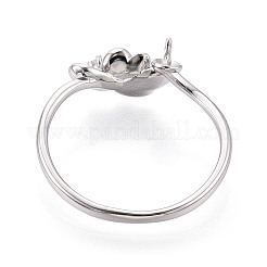 Оправы для колец-манжет из цветочной латуни с микропаве из прозрачного кубического циркония KK-T076-79P