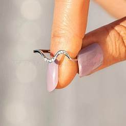 Волнообразные латунные кольца с микропаве из прозрачного кубического циркония&nbsp;FS-WG385C2-01