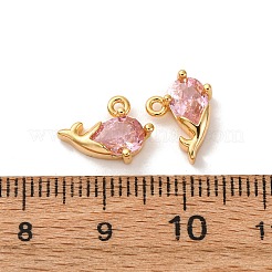 Pendentifs avec zircon cubiques à micro-pavés en laiton&nbsp;KK-K382-29G-02
