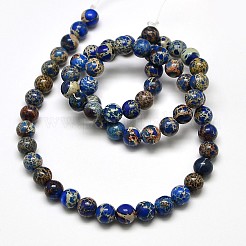 Натуральная имперская яшма с круглыми нитями из бисера&nbsp;G-I103-6mm-08