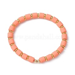 Эластичные браслеты из полимерной глины с бусинами-колоннами BJEW-JB09756