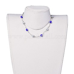 ナザールボンジュウランプワークジュエリーセット  ラップブレスレット＆ダングルピアス＆ネックレス  ファセットガラス付き  非磁性合成ヘマタイト  真鍮チューブビーズと304ステンレス鋼の金具  ゲインボロ  2-1/8インチ（5.5cm）  14.7インチ（37.5cm）  110mm  ピン：0.8mm&nbsp;SJEW-JS01041-02