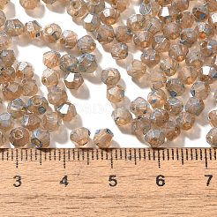 焼付塗装ガラスシードビーズ  双円錐形  桃パフ  4.5x4mm  穴：1.1mm  約142個/10g&nbsp;X1-SEED-A032-02A-13