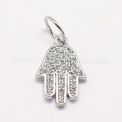 Cz латунь микро pave кубический zirconia hamsa рука / рука fatima / рука miriam charms ZIRC-L018-03