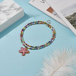 Прозрачные акриловые цветочные подвески с принтом NJEW-JN04152