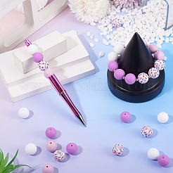 70 Stück 4 Stile Silikonperlen runde Gummiperle 15mm lose Abstandsperlen für DIY-Zubehör Schmuck Schlüsselanhängerherstellung&nbsp;FIND-TA0010-31B
