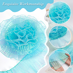 Плиссированная кружевная лента из органзы градиентного цвета&nbsp;DIY-GA0005-88A