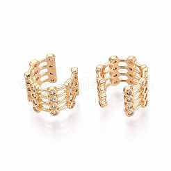 Латунные серьги-манжеты из прозрачного кубического циркония EJEW-T047-84G