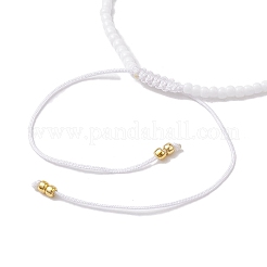 Регулируемые браслеты из плетеных бусин из натурального радужного лунного камня и семян BJEW-JB10181-01