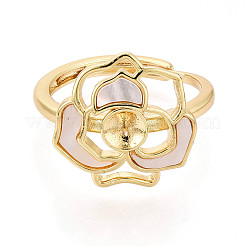 Регулируемые кольца из латуни с цветочным узором KK-T079-35G