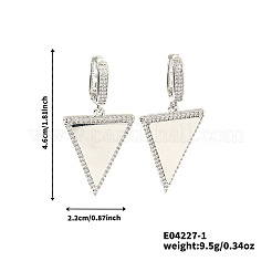 Стильные минималистичные треугольные серьги-кольца из латуни с прозрачным кубическим цирконием&nbsp;DS3837-1