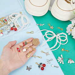 36 шт. 18 стиля подвески-бантики для обуви из искусственной жемчужины&nbsp;HJEW-PH02291