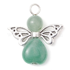 Подвески в форме сердца с ангелом из натурального зеленого авантюрина/лазурита/розового кварца/тигрового глаза/голубой пятнистой яшмы/синтетической бирюзы PALLOY-JF03186-01