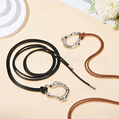 2 шт. 2-цветный сплав неправильной овальной формы подвеска из искусственной кожи шнур-цепочка ремни&nbsp;AJEW-GF0011-97