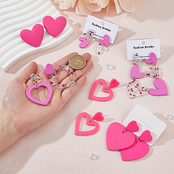 6 комплект из 6 акриловых асимметричных серег в форме сердца EJEW-FI0001-66
