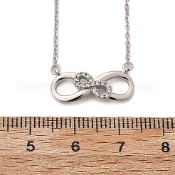 925 серебряное ожерелье с подвеской в виде двойной бесконечности из прозрачного микропаве из кубического циркония для женщин NJEW-D315-03P