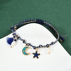 Браслеты с подвесками из нержавеющей стали 304 с эмалью BJEW-C114-14G