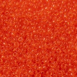 MIYUKIラウンドロカイユビーズ  日本製シードビーズ  （rr139)透明タンジェリン  15/0  1.5mm  穴：0.7mm  約5555PCS /ボトル  10 G /ボトル&nbsp;SEED-JP0010-RR0139